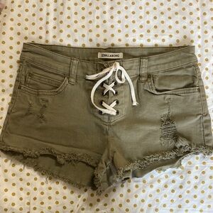 Billabong size 26 distressed khaki denim shorts